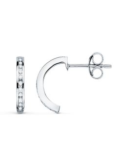 18K AROS ORO BLANCO ABIERTOS CON 28 DIAMANTES. 13 MM - 0.224 QTS PRESION