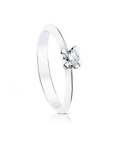 18K SOLITARIO DIAMANTE TALLA BRILLANTE ORO BLANCO 0.10 QTS.
