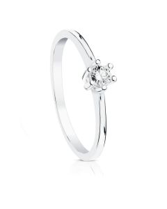 18K SOLITARIO DIAMANTE TALLA BRILLANTE ORO BLANCO 0.10 QTS.