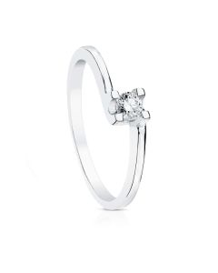 18K SOLITARIO DIAMANTE TALLA BRILLANTE ORO BLANCO 0.15 QTS.