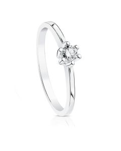 18K SOLITARIO DIAMANTE TALLA BRILLANTE ORO BLANCO 0.15 QTS.