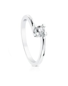 18K SOLITARIO DIAMANTE TALLA BRILLANTE ORO BLANCO 0.20 QTS.