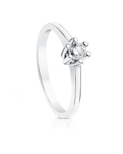 18K SOLITARIO DIAMANTE TALLA BRILLANTE ORO BLANCO 0.20 QTS.