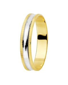 ALIANZA ORO BICOLOR BRILLO Y BORDES ESTRIADOS. 4 MM