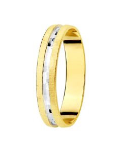 ALIANZA ORO BICOLOR TALLADA Y BORDES MATIZADOS. 3.5 MM