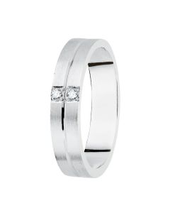 ALIANZA ORO BLANCO MATIZADA 4 MM DIAMANTES 0.06 QTS.