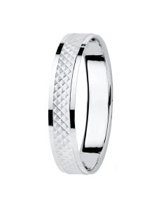 ALIANZA ORO BLANCO TALLADA Y BORDES EN BRILLO 3.5 MM