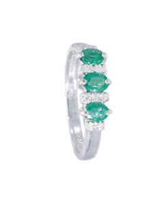 Anillo 3 Esmeraldas 0.69 Ctes y Diamantes