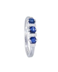 Anillo 3 Zafiros 0.69 Ctes y Diamantes