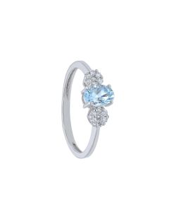 Anillo aguamarina y diamantes