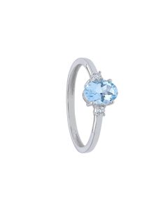 Anillo aguamarina y diamantes