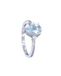 Anillo Aguamarina y Diamantes