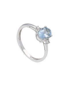Anillo aguamarina y diamantes