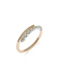 Anillo cruzado de oro rosa con diamantes