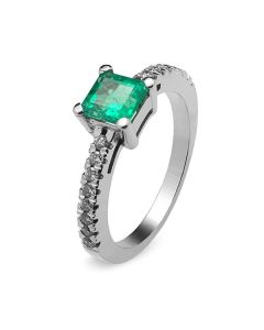 Anillo Esmeralda 0.88 Ctes y Diamantes