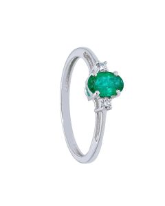 Anillo Esmeralda Central 0.50 Ctes y Diamantes