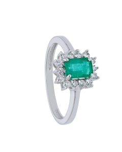 Anillo Esmeralda Central 0.70 Ctes y Diamantes