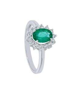 Anillo Esmeralda Central 0.98 Ctes y Diamantes