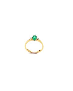 Anillo de esmeralda y dos diamantes