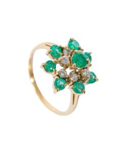 Anillo esmeraldas y diamantes