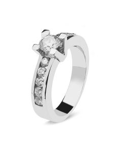 Anillo de oro blanco con un diamante 0,40 + 0,36 total