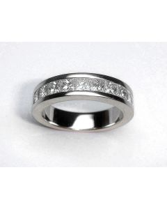 Anillo Oro Blanco y Princesas