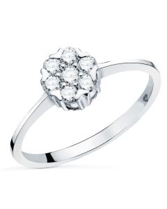 Anillo Oro Blanco Rosetón Diamantes