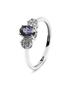 ANILLO ORO BLANCO ZAFIRO Y DIAMANTES