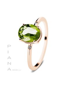 Anillo Oro Rosa Peridoto y Diamantes