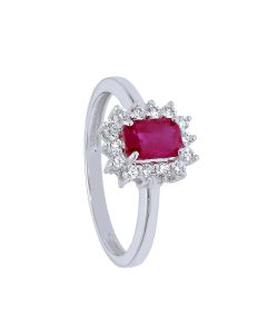 Anillo Rubí 0.70 Ctes y Diamantes