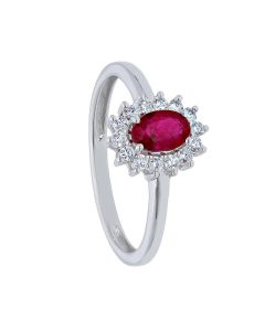 Anillo Rubí Central 0.64 Ctes y Diamantes