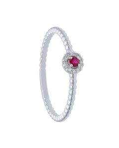 Anillo Rubí Central y Diamantes