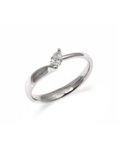 Anillo solitario con un diamante talla perilla de 0,19 ctes