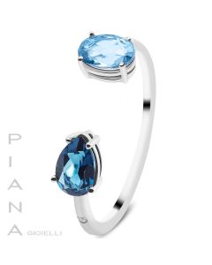 Anillo Topacios Oro Blanco