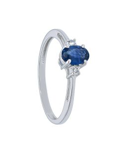 Anillo Zafiro 0.50 Ctes y 2 Diamantes