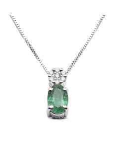 Colgante de oro blanco con esmeralda y diamantes