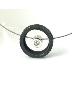 Colgante Plata Oxidada Oro y Diamante