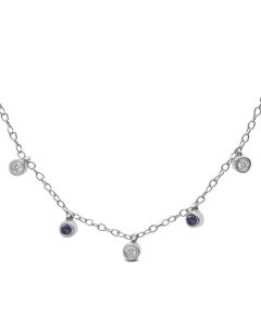 Collar Oro Blanco Zafiros y Diamantes