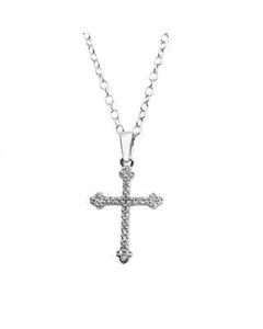 Cruz de oro blanco y diamantes