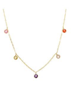 Gargantilla Oro Amarillo Con Piedras 5 mm. Cadena Forzada 45 cm.