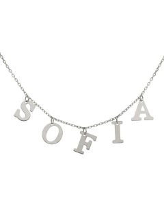 GARGANTILLA ORO BLANCO 18KL NOMBRE 5 LETRAS