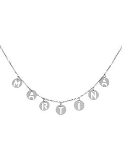 GARGANTILLA ORO BLANCO 18KL NOMBRE 7 MINI CHARMS