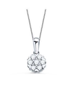 GARGANTILLA ORO BLANCO COLGANTE 7 MM DIAMANTES 0.301QTS G-VS2 CADENA 42+3CM