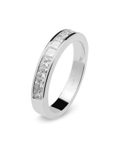 Media alianza de oro blanco y diamantes princesa (Total 1,20 ctes)