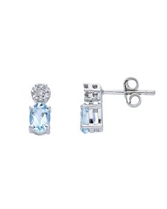 Pendientes aguamarina y brillantes