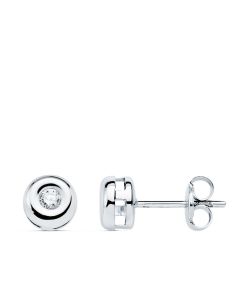 Pendientes Chatón Oro Blanco 0.08 qtes