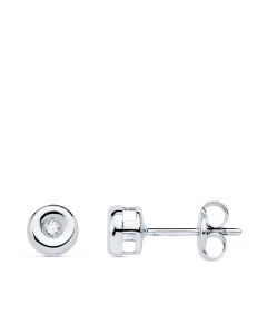 Pendientes Chaton Oro Blanco Diamantes 0,03 Qtes G-VS2.