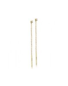 Pendientes Largos Cadena y Diamantes