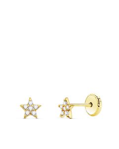 PENDIENTES ORO AMARILLO ESTRELLAS CON DIAMANTES 0.06 QTS SI-H. 6X6 MM