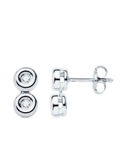 PENDIENTES ORO BLANCO CHATON 4 BRILLANTES 0.08 QTS.